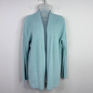 J.Jill Sweater Womens M Blue Knit Open Front Minimalist Career Preppy Cardigan‎